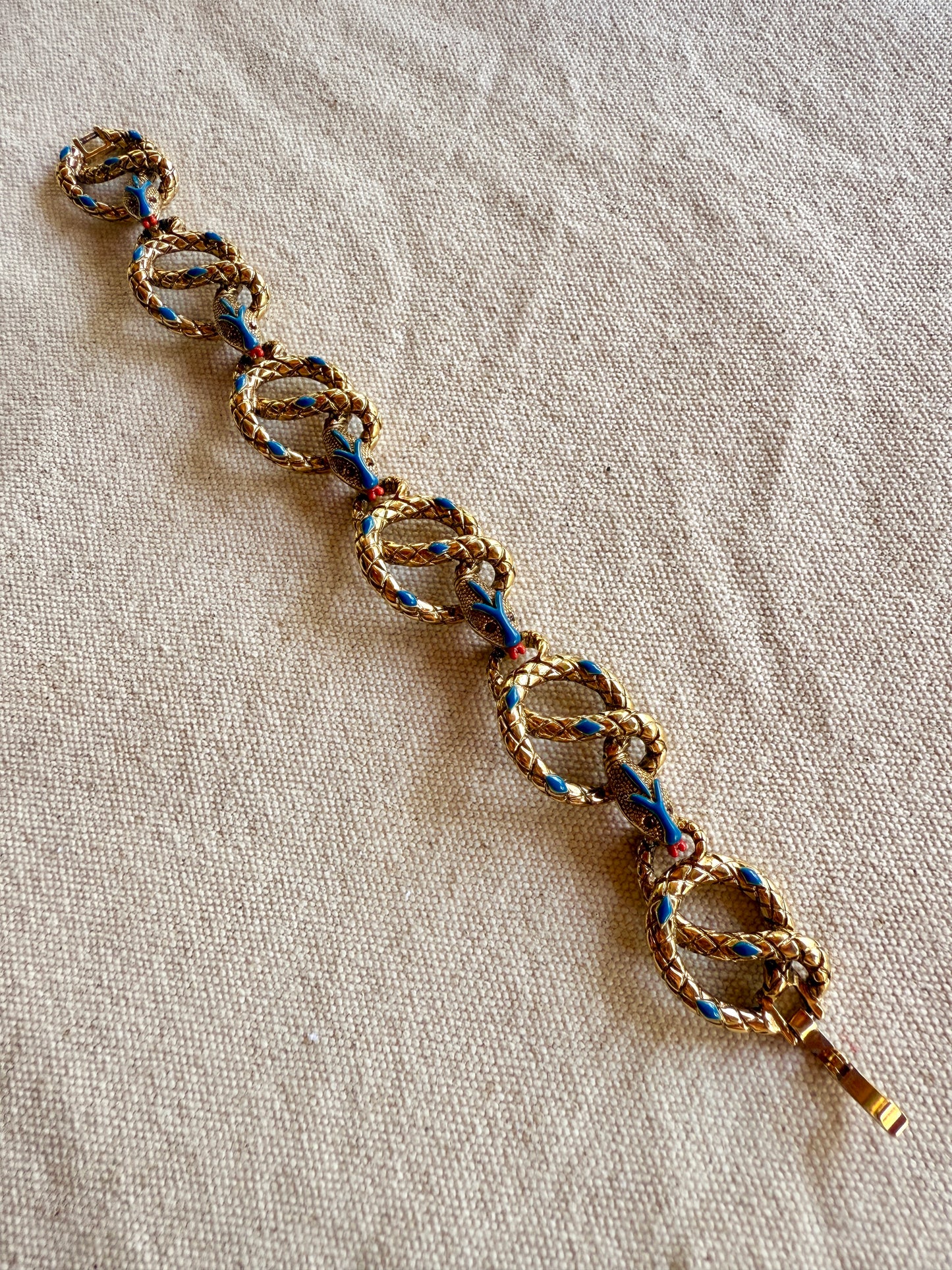Pulsera Serpiente Esmaltada Azul y Dorado- Kenneth J Lane