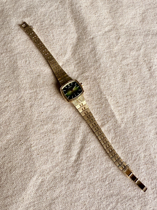 Reloj Dorado y Verde Clasico- Seiko