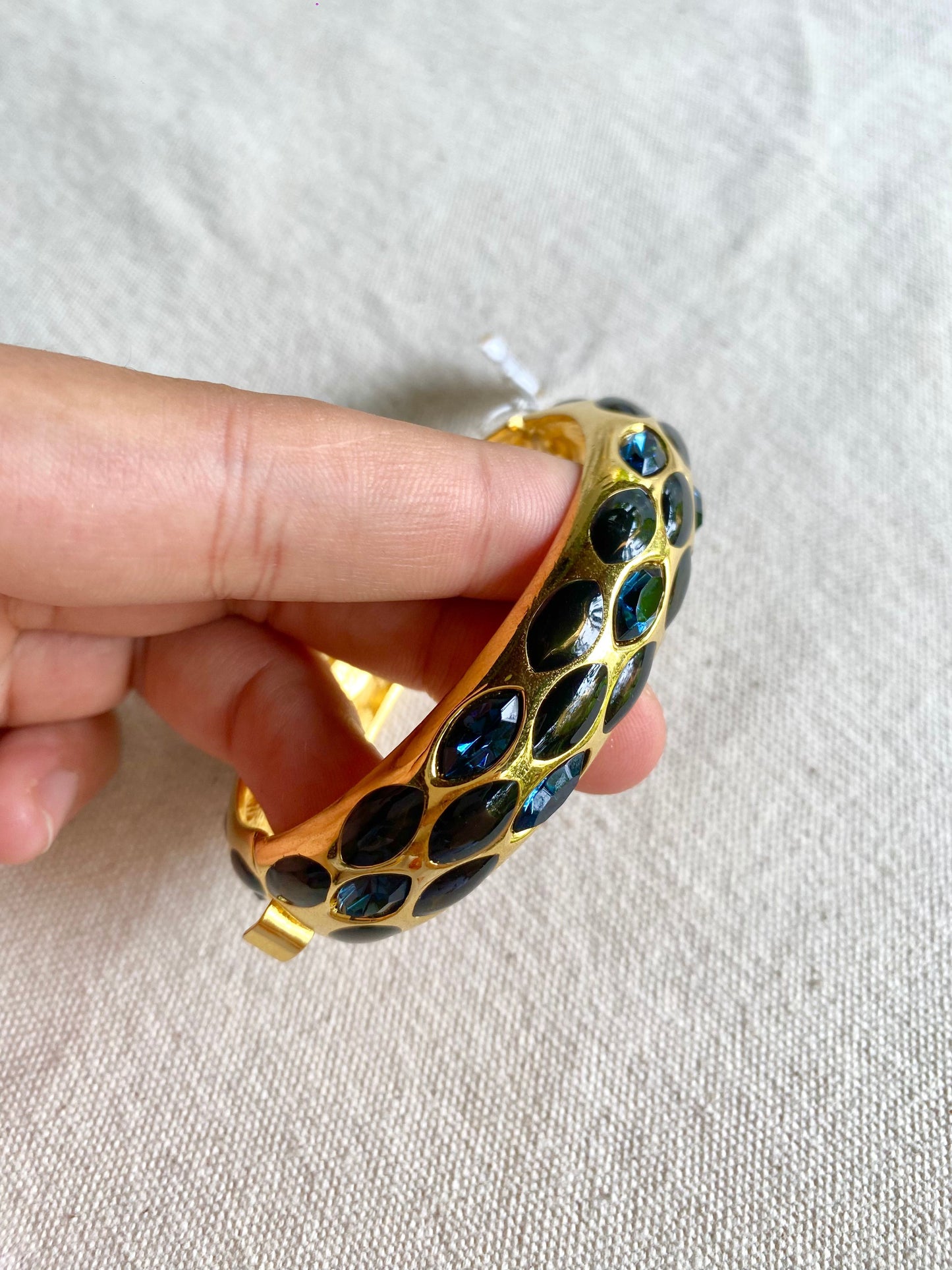 Pulsera Ovalada con Esmalte Verde - Joan Rivers