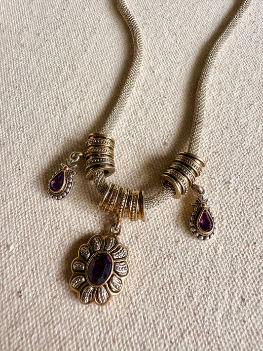 Collar Serpentino Plateado y Morado- 1928