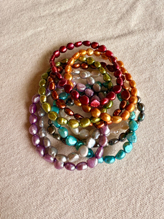 Pulseras de Perlas de agua fresca Multicolor, set de 9- Honora