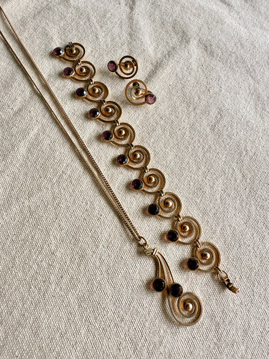 Set de Collar, Pulsera y Aretes de Prensa de Caracoles Caracoles