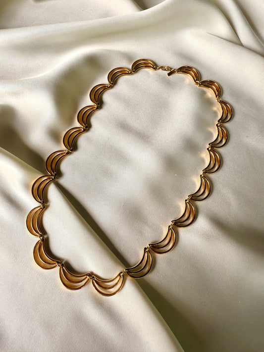 Collar Vintage Monet de Medallones Crescent Dorados