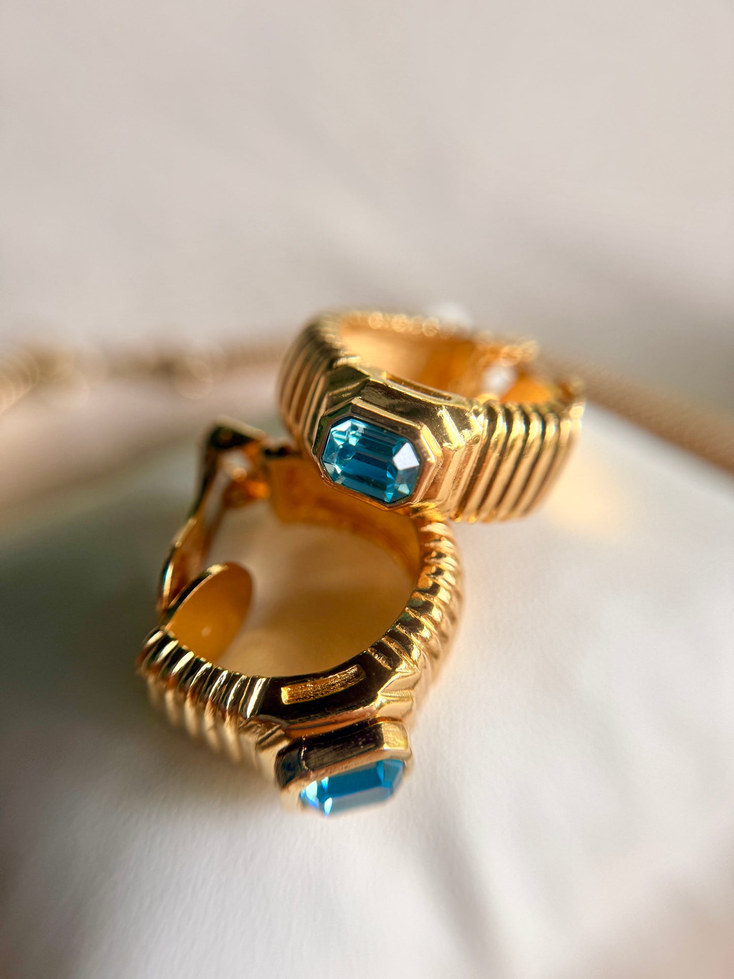 Set de Collar, Aretes de prensa y Anillo Vintage  Aquamarine - Christian Dior