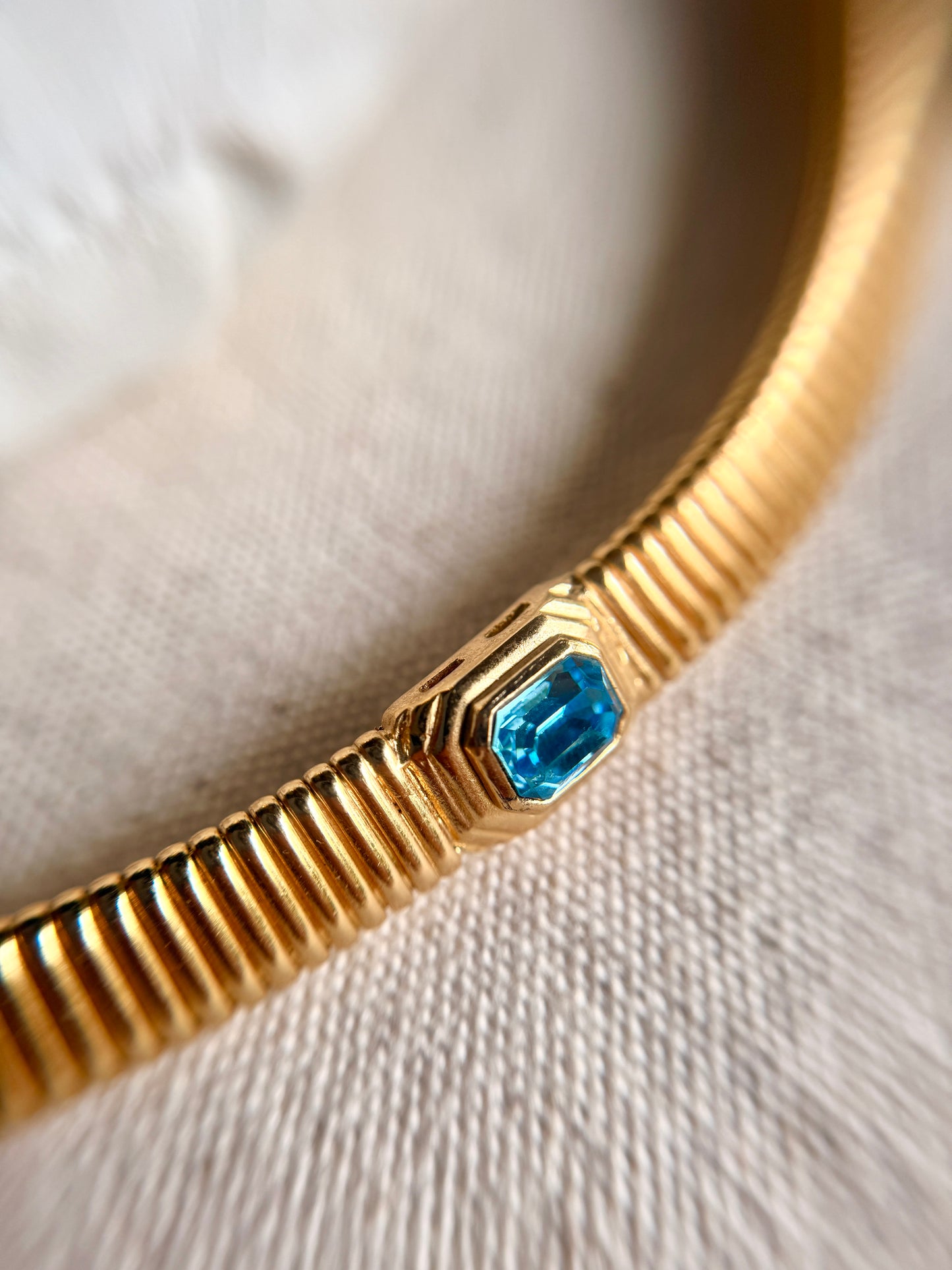 Set de Collar, Aretes de prensa y Anillo Vintage  Aquamarine - Christian Dior