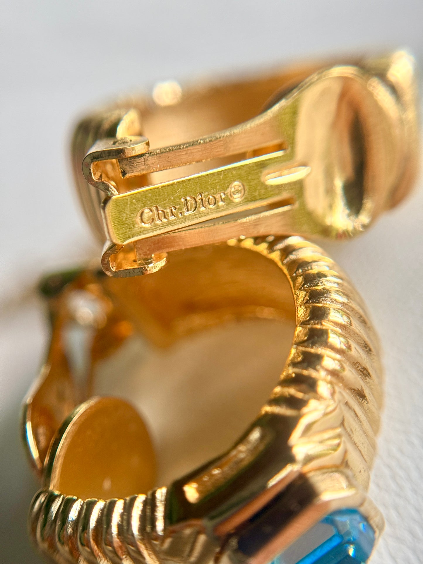 Set de Collar, Aretes de prensa y Anillo Vintage  Aquamarine - Christian Dior