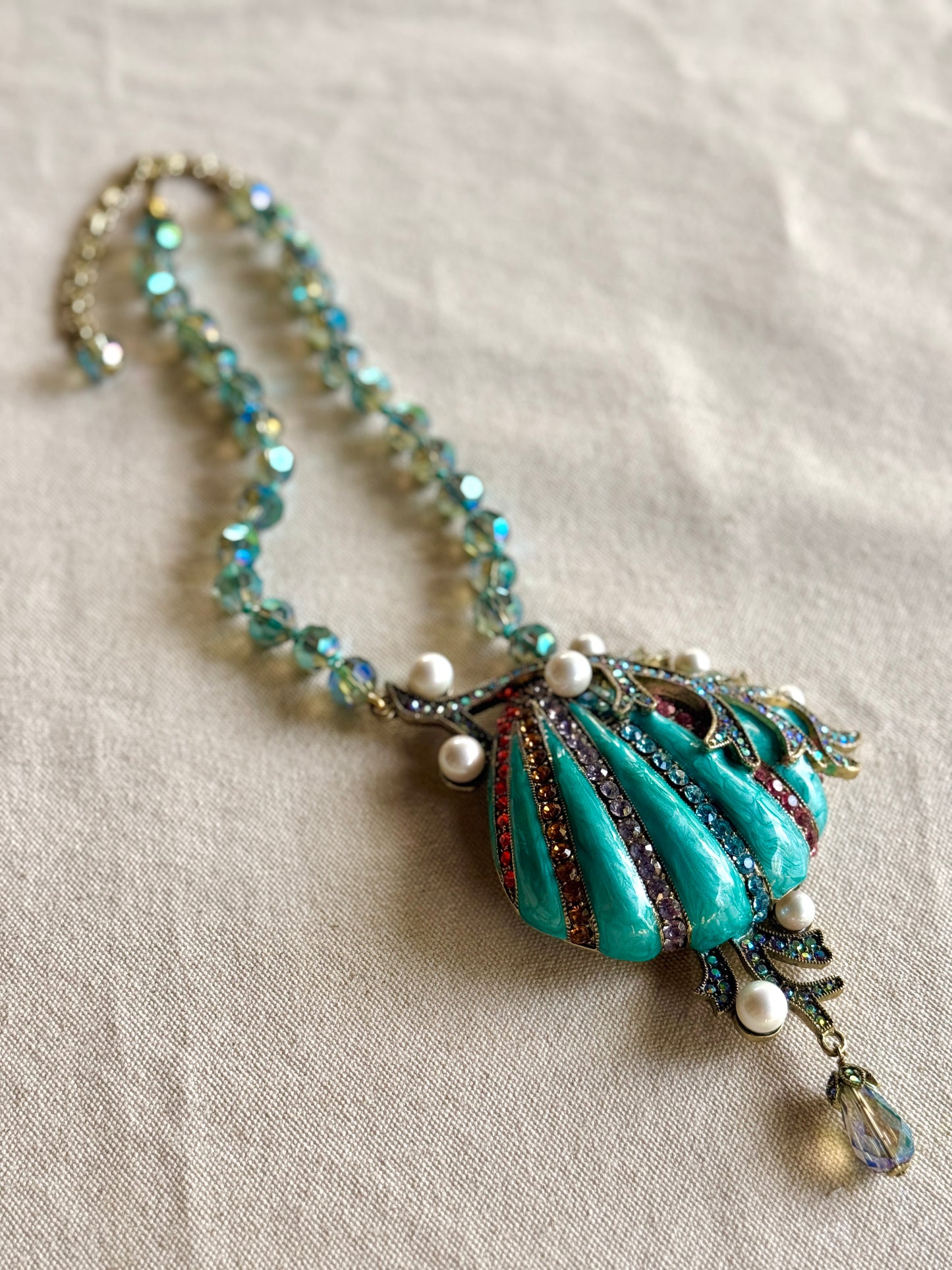 Collar de Ostra Turquesa y Perlas- Heidi Daus