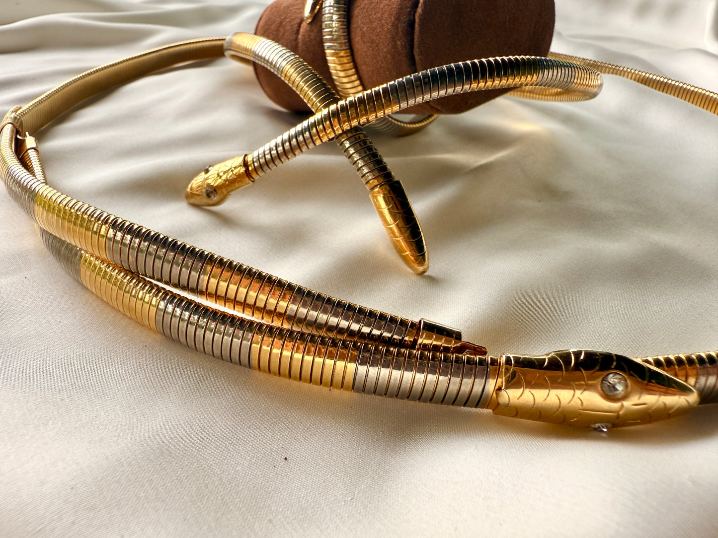 Set de Faja,  Collar y Pulsera Serpiente Bi Color